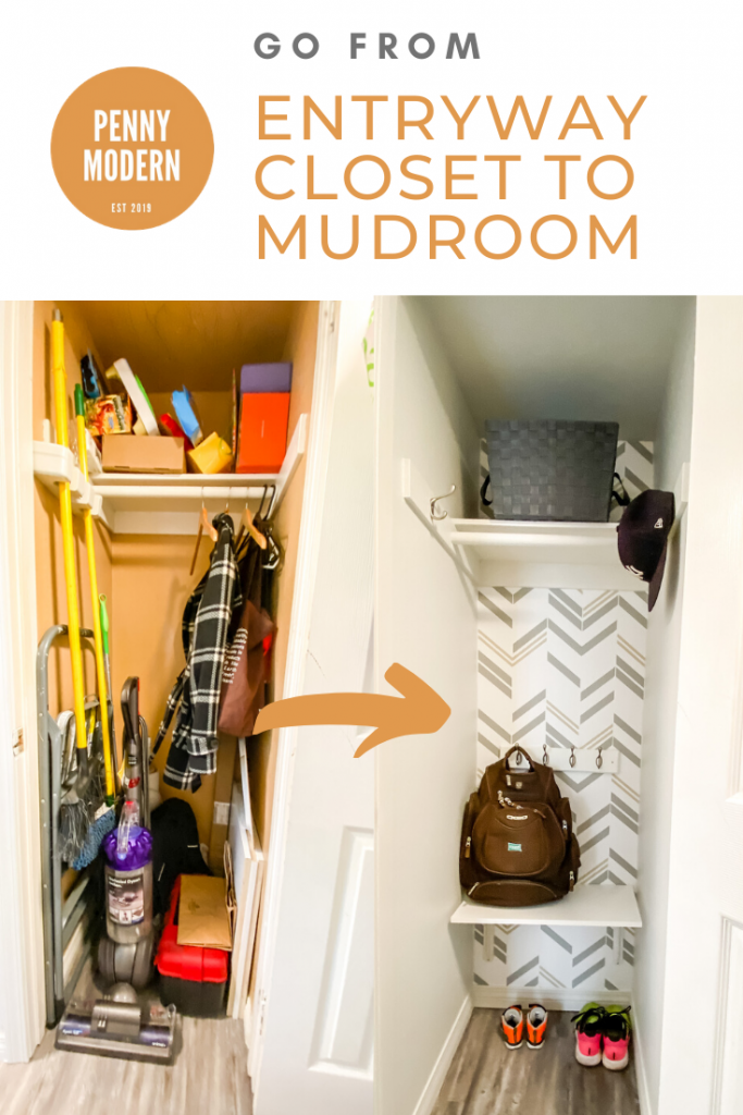 Entryway closet to mudroom before and after