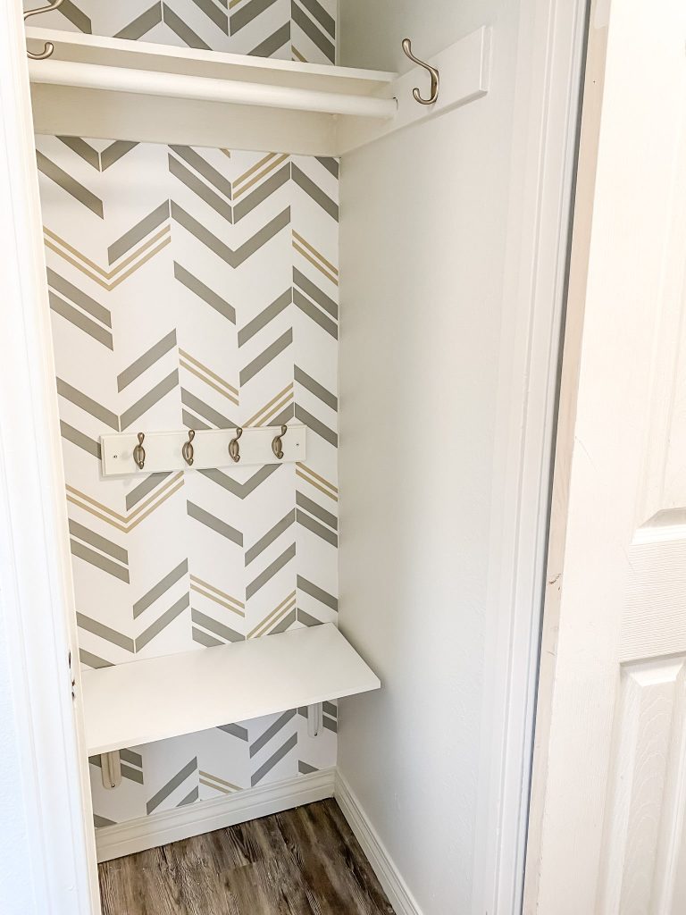 Mini Mudroom with hooks and mini-bench