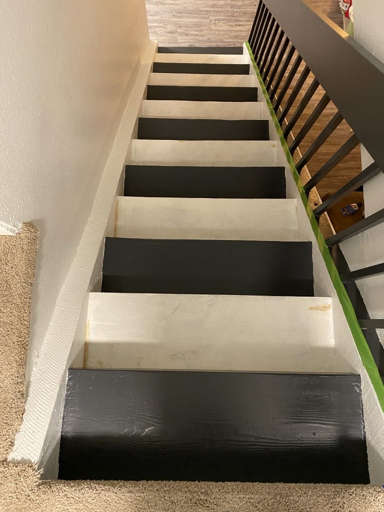 every other stair painted for my stair makeover